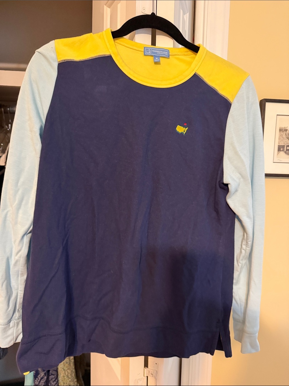 Masters Navy, Yellow & Light Blue Colorblock Long Sleeve Top